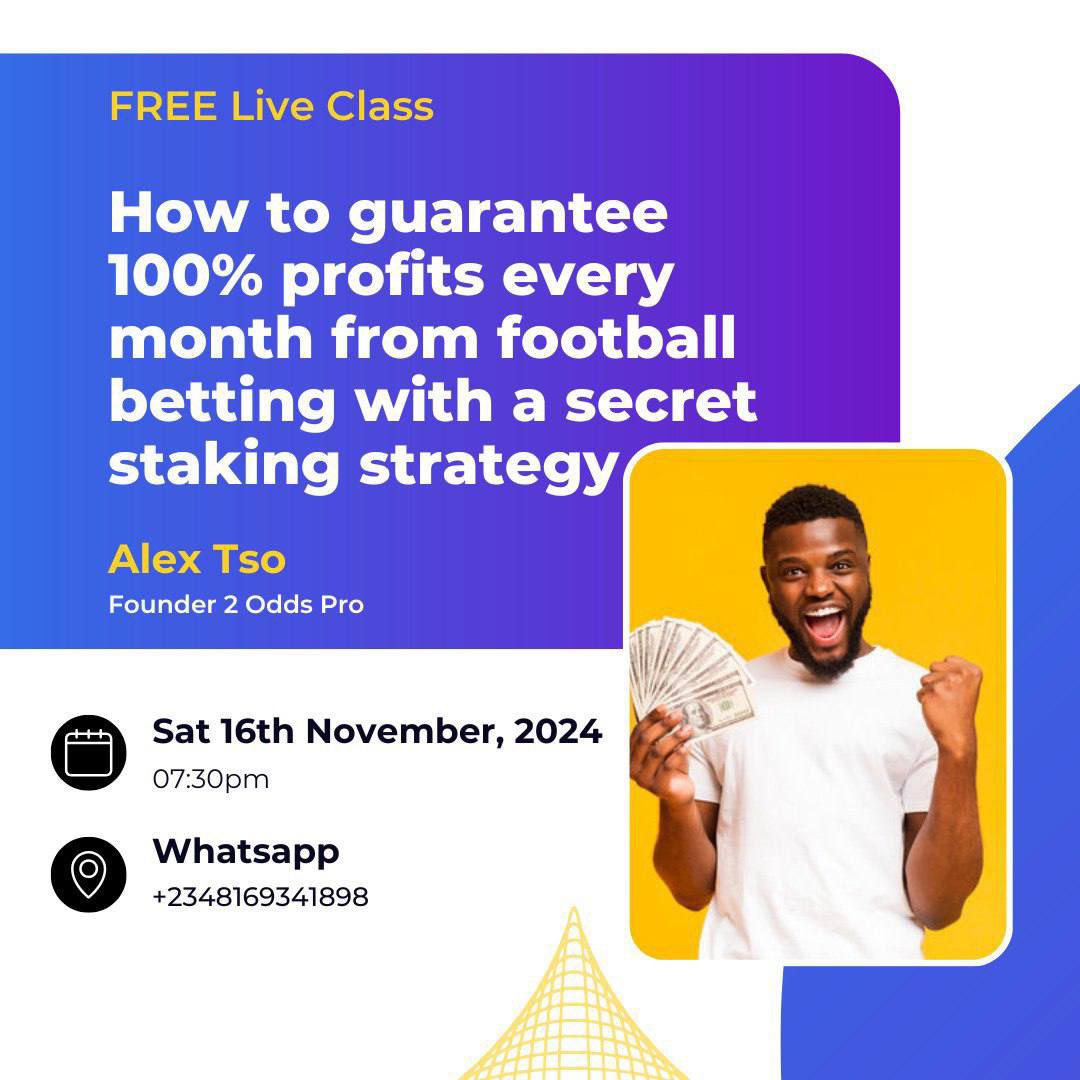 2oddspro's tweet photo. If you know you want to pay your children school fees, you want to earn a consistent income monthly, you want to travel all with money from football betting , don’t miss this class tomorrow 

Join here 👇 

https://t.co/XtsStjYtAo

Mike Tyson | Jake Paul | Sportybet https://t.co/tMfVTfZlAx