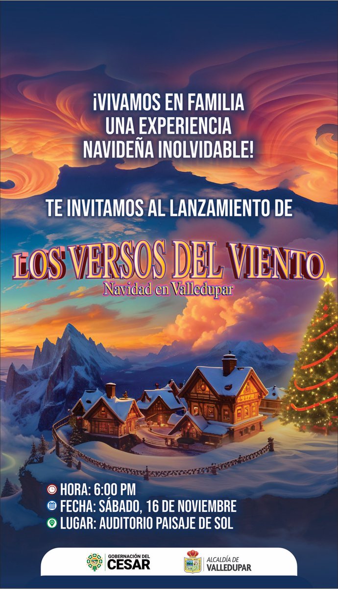 Hoy los esperamos a todos con sus familias, a las 6 pm, en el auditorio Paisaje de Sol, al lado del Parque de la Vida.