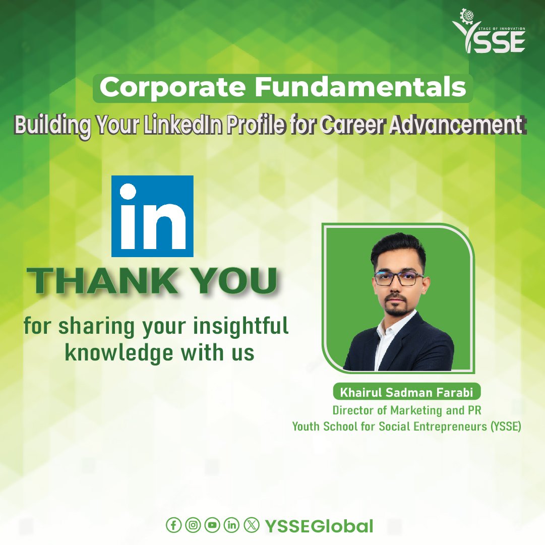 YSSEGLOBAL's tweet image. 🌟 Successful Completion of a Transformative Session! 🌟
We extend our heartfelt gratitude to Khairul Sadman Farabi, Director of Marketing and PR Department at YSSE, for sharing his expertise in the fourth "Corporate Fundamentals" session #VirtualInternshipProgram12thBatch #YSSE