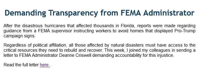McPhersonHall's tweet photo. #FinstadInTheField
Nov 9 FEMA calls not going to homes with yard signs supporting #Trump "was reprehensible" and terminated the supervisor who instructed the workers
Nov 14 #MN01 @RepFinstad signs letter demanding "accountability"
*Remind @BradFinstad of Trump 2018 inaction https://t.co/RmMNVzYYvR