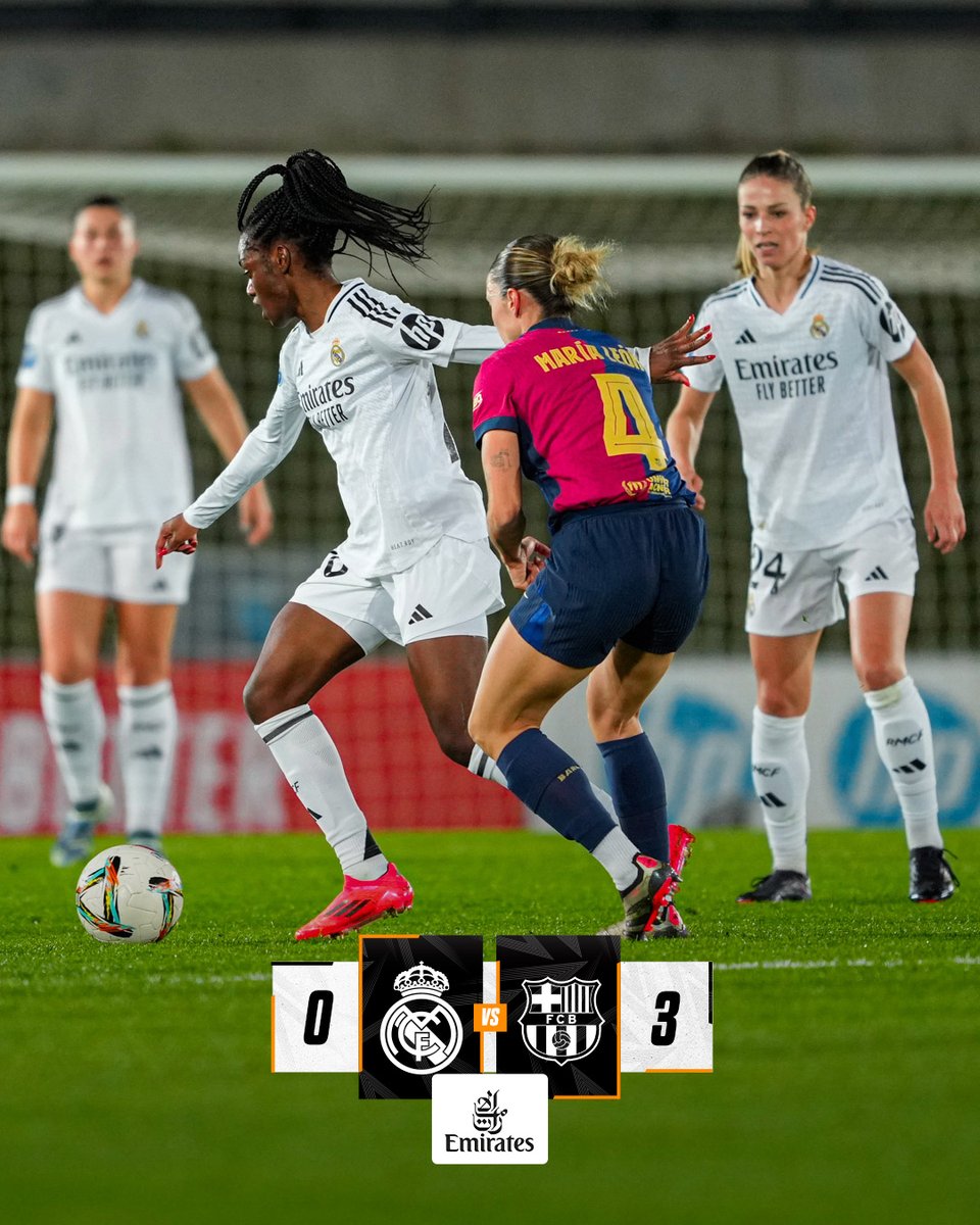 realmadridfem's tweet image. ⏸️ @RealMadridFem 0-3 @FCBfemeni
⚽ 4&apos; Patri
⚽ 22&apos; Patri
⚽ 39&apos; Pina
#LigaF | @Emirates