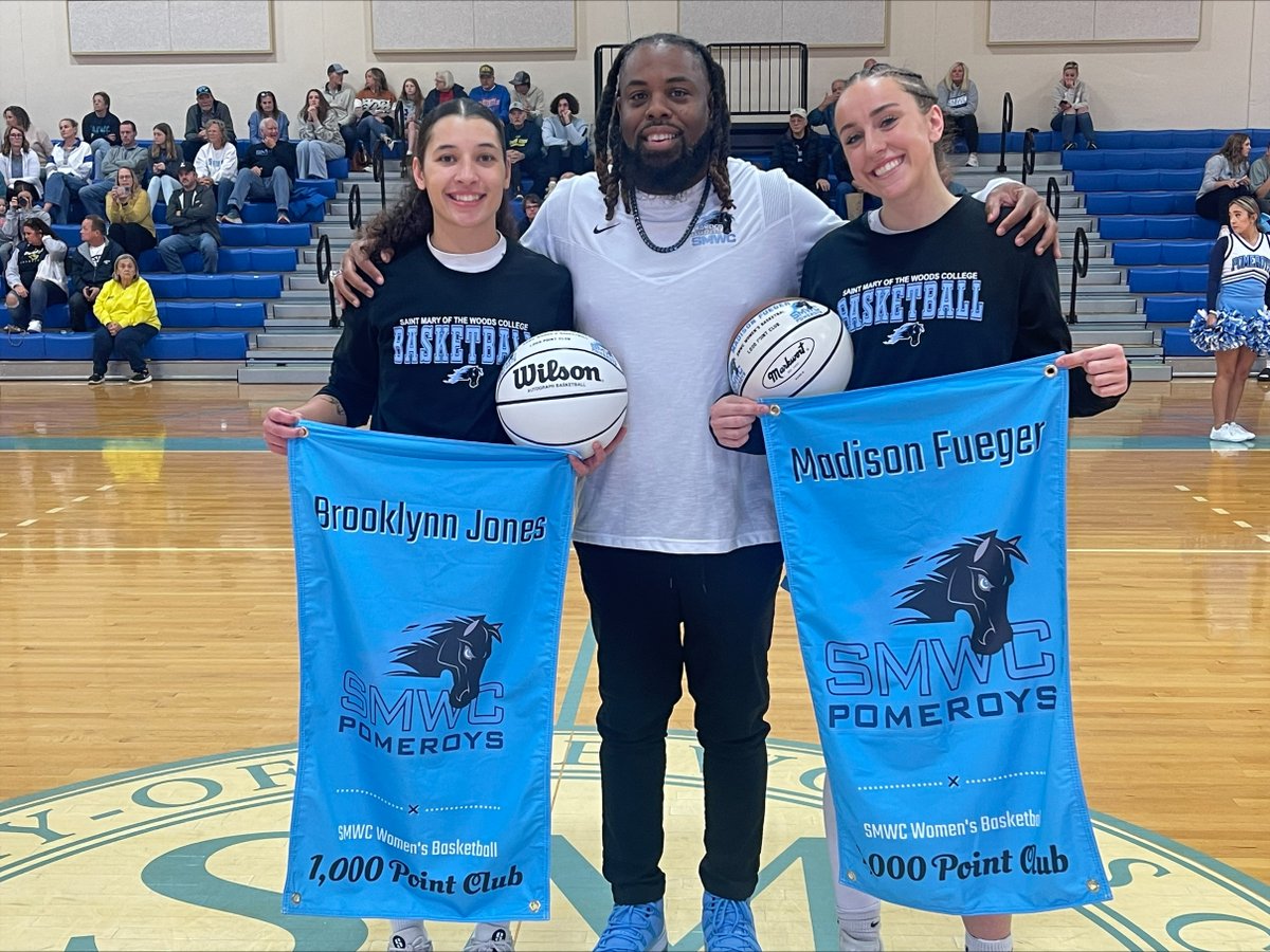 Congrats to Brooklynn Jones &amp; Madison Fueger who we were proud to honor in pregame ceremonies today for joining the SMWC Women's Basketball 1,000 Point Club! Way to go Pomeroys!