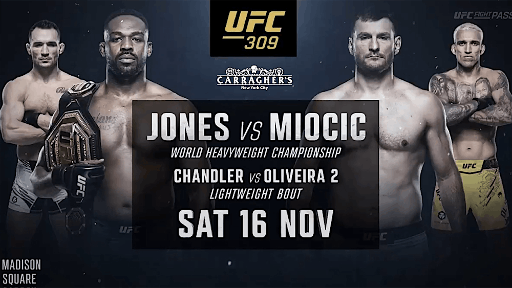 You already know the mother fucking vibes -

IT'S FIGHT DAY. 🙌

🥊UFC 309: Jones vs. Miocic 
🥊Early Prelims: 5PM CST
🥊Prelims: 7PM CST
🥊Main Card: 9PM CST

Get those god damn beers on ice. 🍻

🐺