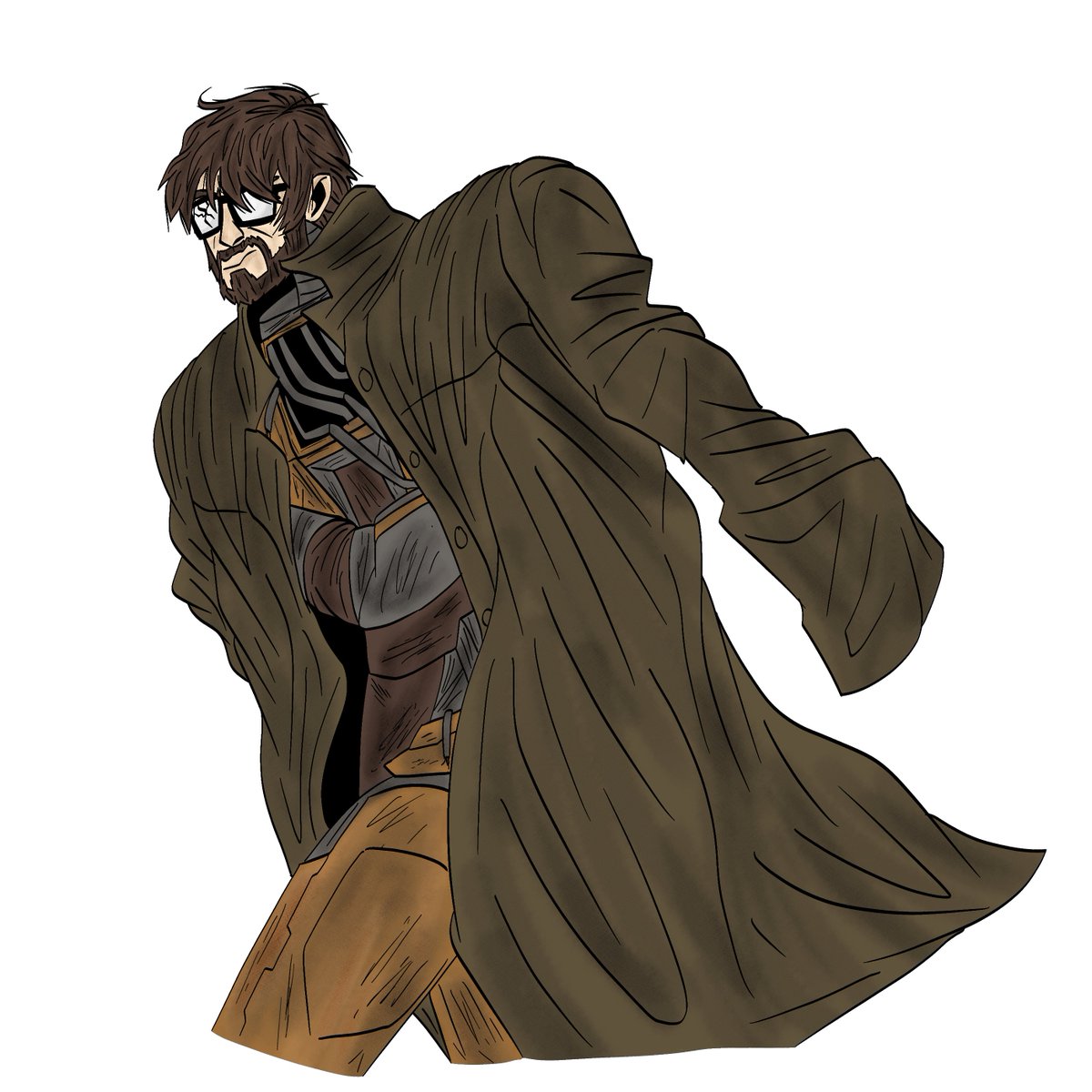 DrenduhTyrof's tweet image. Quick and dirty art of the Gordon Freeman design by @hppygy_, for Half-Life 2's 20th anniversary. Definitely one of my favourite Freeman designs so drawing it today felt right.

#HalfLife2 #halflife #hl2