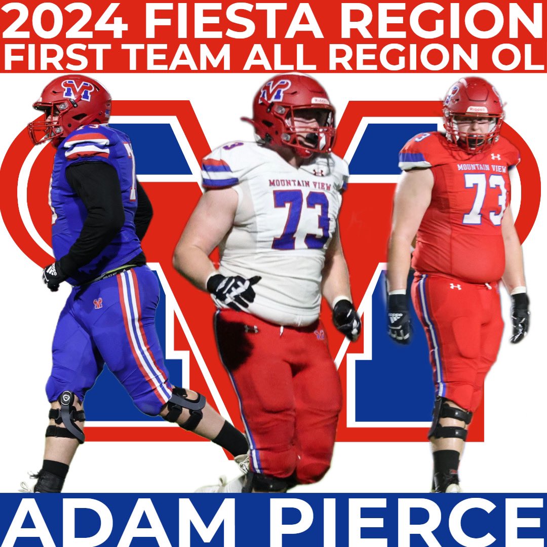 🔹 ALL REGION SELECTION ♦️

Senior offensive line <a href="/Adam_Pierce73/">Adam Pierce</a> 

Congrats to @adampierce2323 for being selected as 1st Team Fiesta All Region offensive lineman. 🥇🔥 2nd year in a row 💪

Great job Adam!! Adam is a quiet leader and the anchor of our offensive line and has been