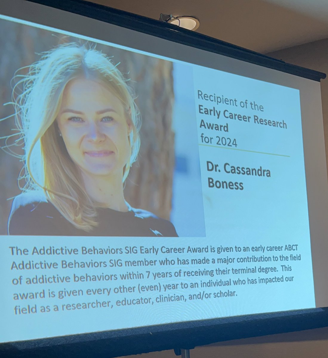 Cassie Boness, PhD (@cassie_boness) on Twitter photo Really honored to have received the <a href="/ABSIG_ABCT/">ABCT Addictive Behaviors SIG</a> Early Career Research Award Really honored to have received the <a href="/ABSIG_ABCT/">ABCT Addictive Behaviors SIG</a> Early Career Research Award