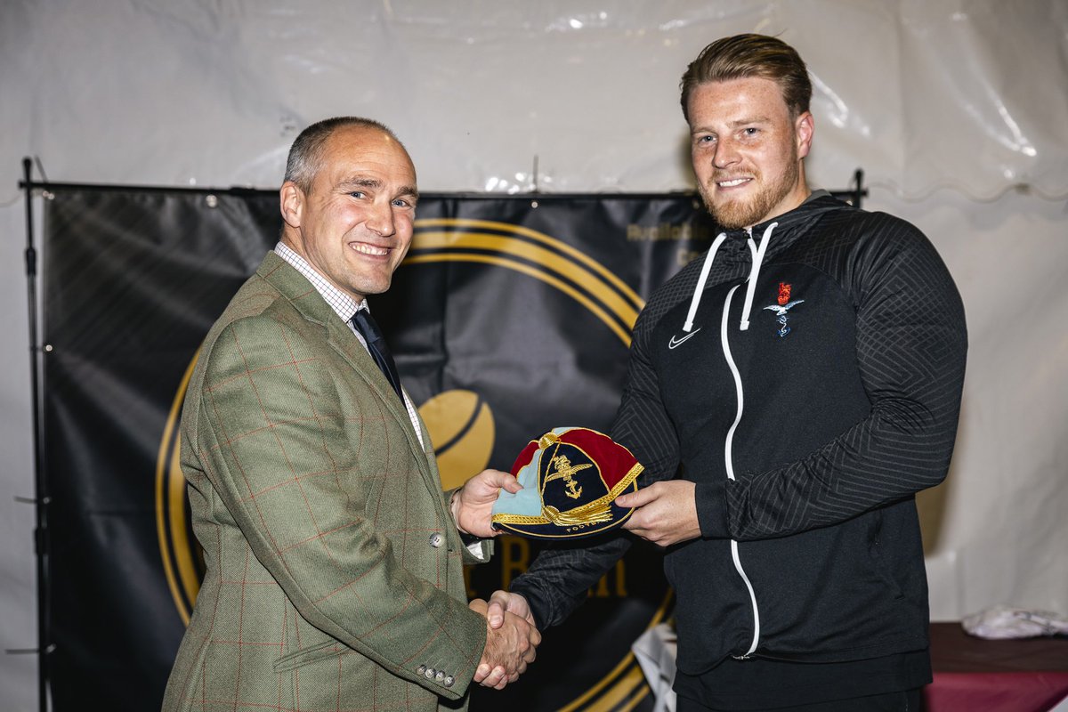 UKArmedForcesFA's tweet photo. UKAF caps are awarded to players who have played in two international fixtures. 

This week @RAFFootball Luke Preen &amp; Liam Smith and @Armyfa1888 Greg Peel were awarded their cap’s by our Chairman, Brig Leigh Drummond 🇬🇧 
#congratulations #threeteamsasone #international #cap 🇬🇧 https://t.co/ohkAJCgnjW