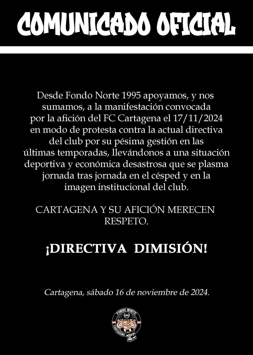 DÍA DE PROTESTA.
17/11/2024.
Por el escudo. Por el club de nuestras vidas. No faltes.
¡Efesé!