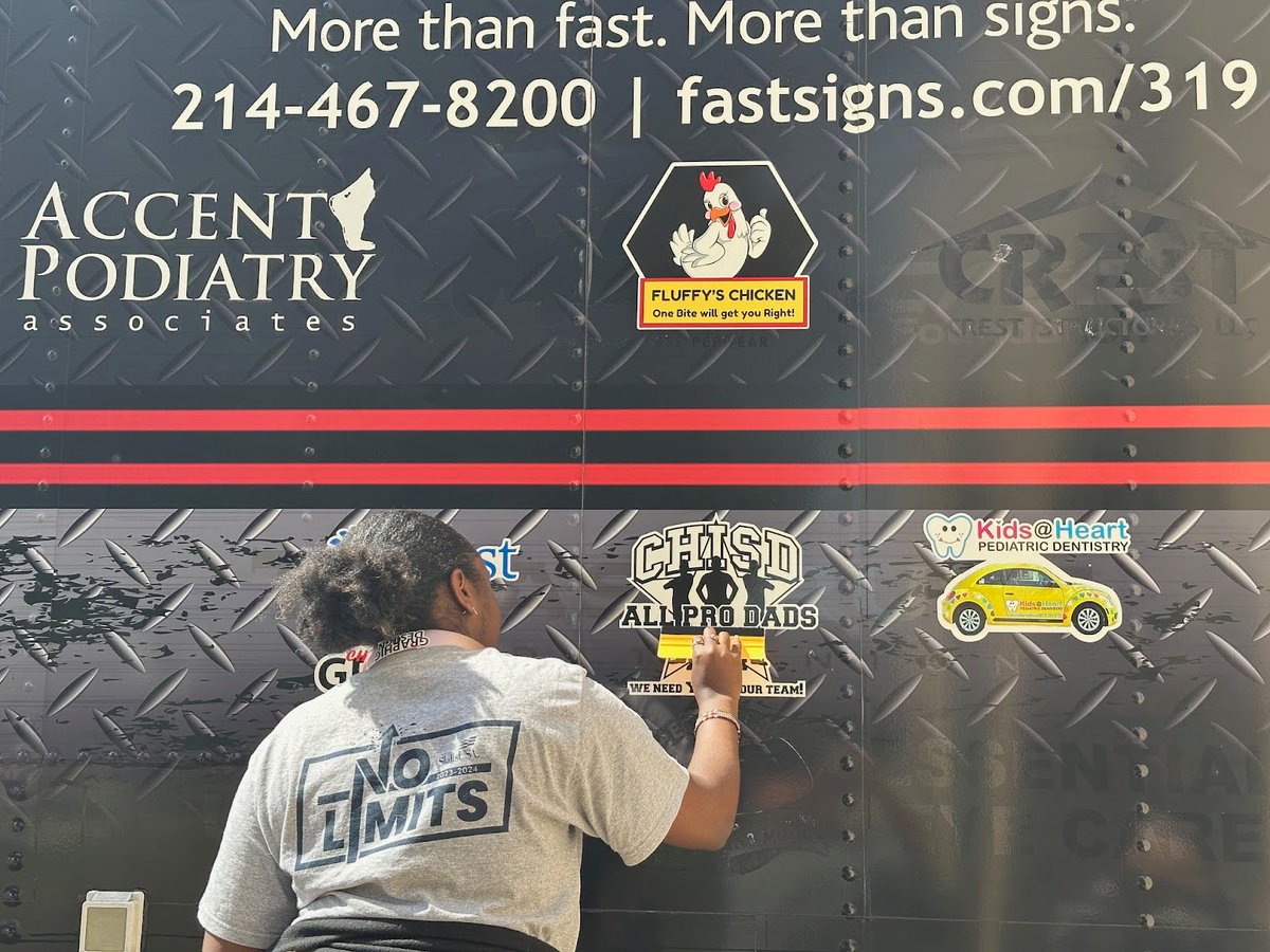 cedarhillisd's tweet photo. Our CTE upper-level graphic design students have been updating the band truck by removing old sponsor graphics, applying new ones, and getting hands-on experience with large-scale design and teamwork.

#STEMspired  #CTEProgram #TeamworkInAction https://t.co/gF3bBSjj8q