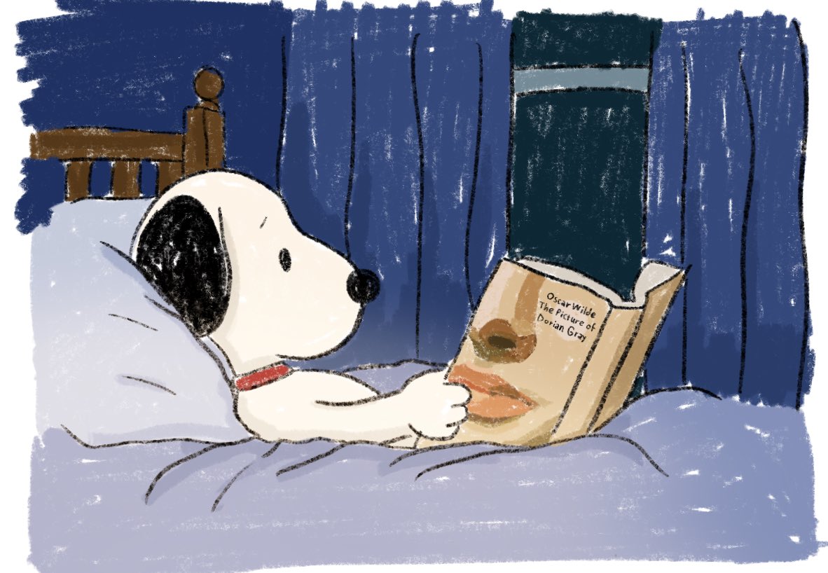 𖧧 (@mothintoflames) on Twitter photo snoopy reading dorian gray before bed snoopy reading dorian gray before bed