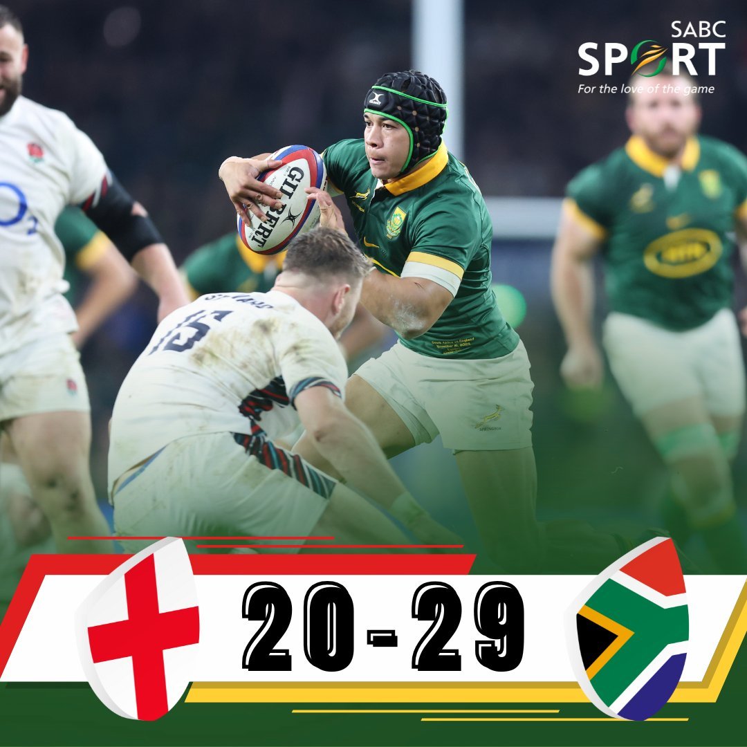 afristats_polls's tweet image. What a game 🔥

South Africa&apos;s #Springboks managed to beat England on their home turf in London with tries from Williams, Du Toit and Kolbe (2) 🙌 

🇿🇦 South Africa 29 - 20 🏴󠁧󠁢󠁥󠁮󠁧󠁿 England 

#ENGvsRSA