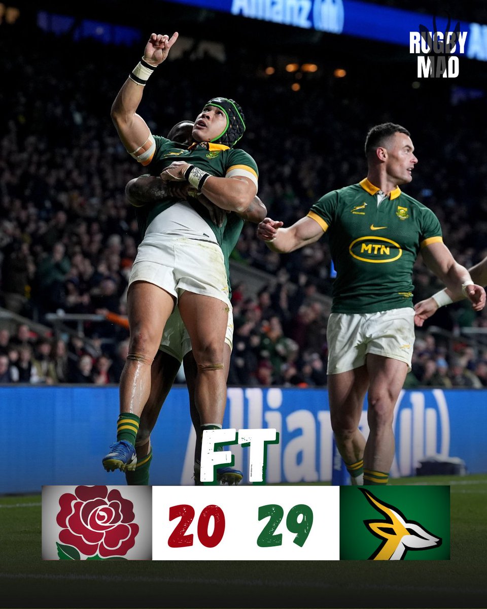 🇿🇦 WHAT A TEST MATCH!

THE SPRINGBOKS CLAIM A NINE-POINT VICTORY! #ENGvRSA