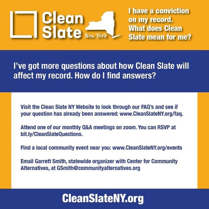 #CleanSlateNY will be officially enacted today, Nov 16. It automatically seals certain records while increasing access to jobs, housing, education. Do you have a NYS conviction history? Want to learn more about what this means for you? Check out these FAQs. <a href="/cleanslateny/">Clean Slate NY</a>