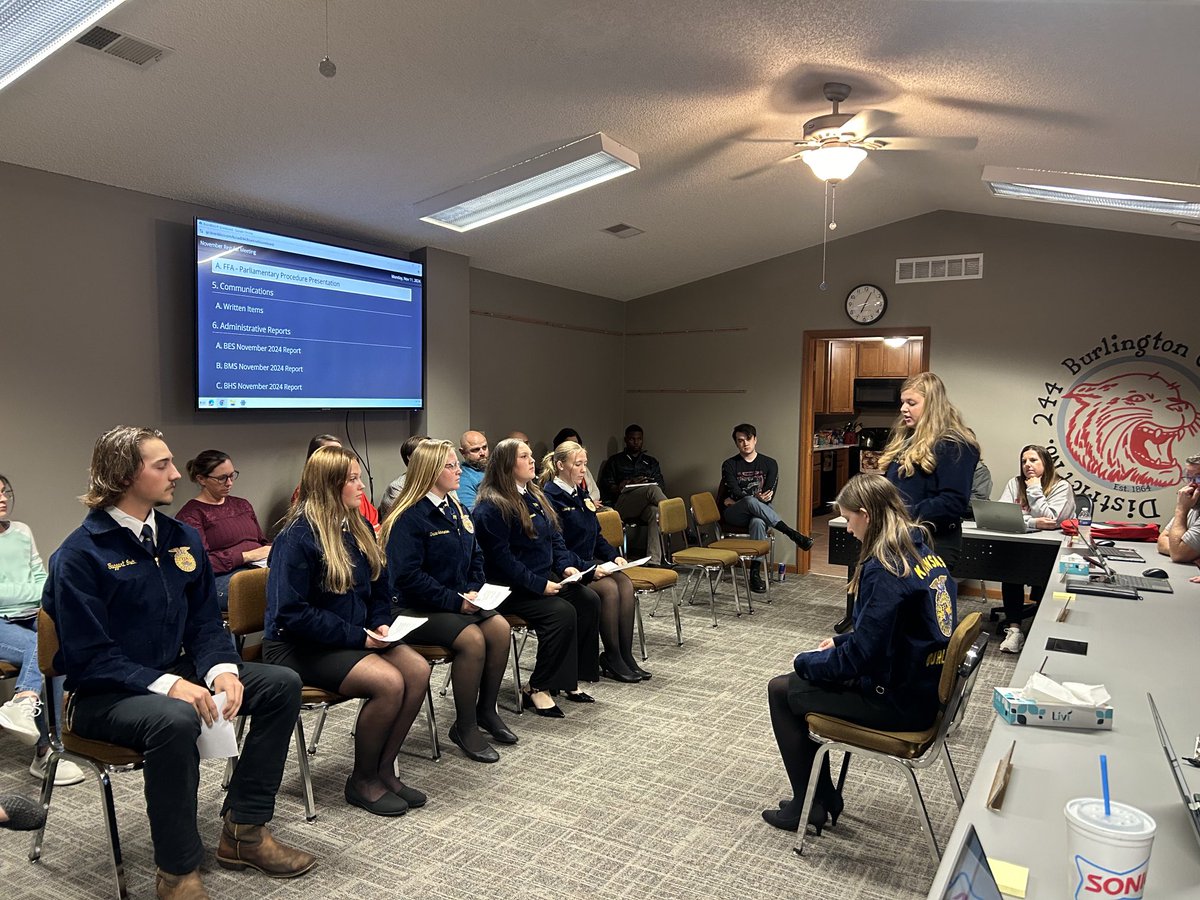 Our BHS FFA did a parliamentary procedure presentation at our board meeting on Monday in preparation for their competition today. Good luck to Ms. Carden and our students!