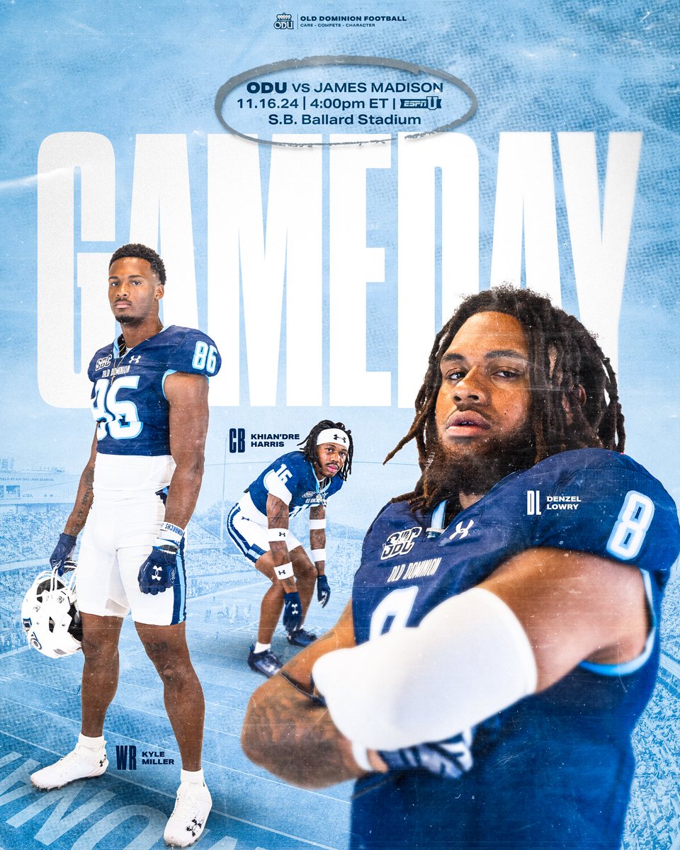 Nothing like GAMEDAY in Norfolk, VA!👑

WEAR WHITE‼️

🆚: James Madison
⌚️: 4pm ET
📺: ESPNU
📍: S.B. Ballard Stadium

#ReignOn | #RFG