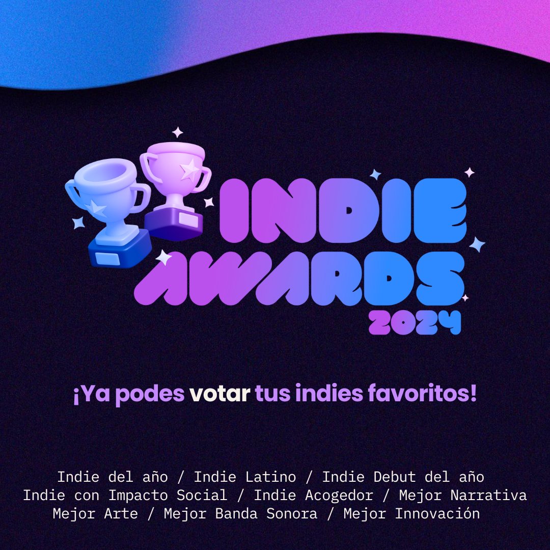 IndieAwards_'s tweet photo. ¡Ahora sí, lo que todos estábamos esperando! 🌟 Les presentamos a los nominados de los Indie Awards 2024 ✨
🗳️ Ya pueden ingresar a nuestra web y votar: https://t.co/jXWlxMZG1p 👈 ¡Su voto es muy importante para nosotros! Apoyen a su juego indie favorito 💖
#INDIEAWARDS2024 https://t.co/c8DtmPO8eT