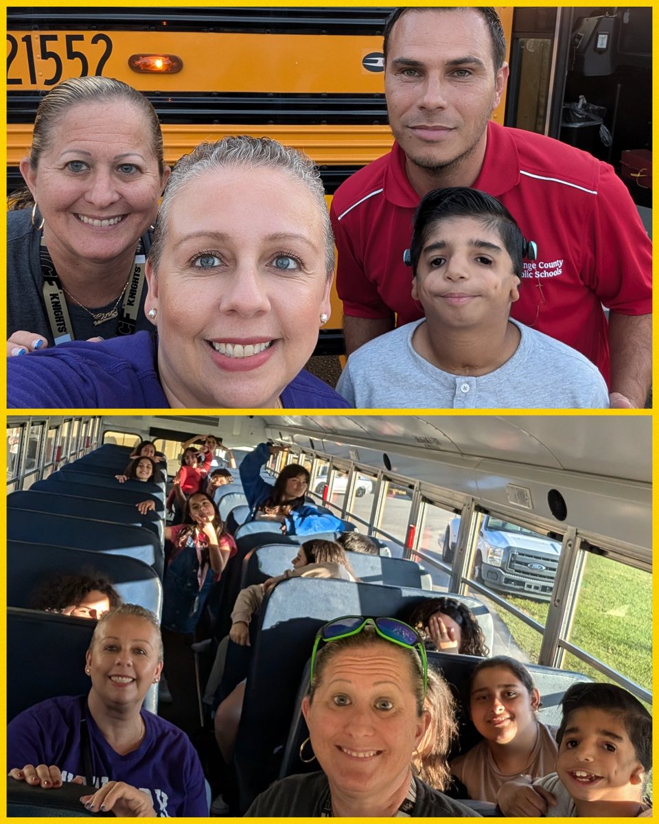 OdysseyMS_OCPS's tweet photo. Principal Ninah is excited to ride all of our school buses this school year. This Friday, she rode Bus #5208 with AP Grant. Thank you, Bus Driver Jean, for ensuring our students arrive at school and get home safely. 🐲🏈🏆 @DrFritzler_OCPS @OCPSnews https://t.co/hGTGKRFSRV