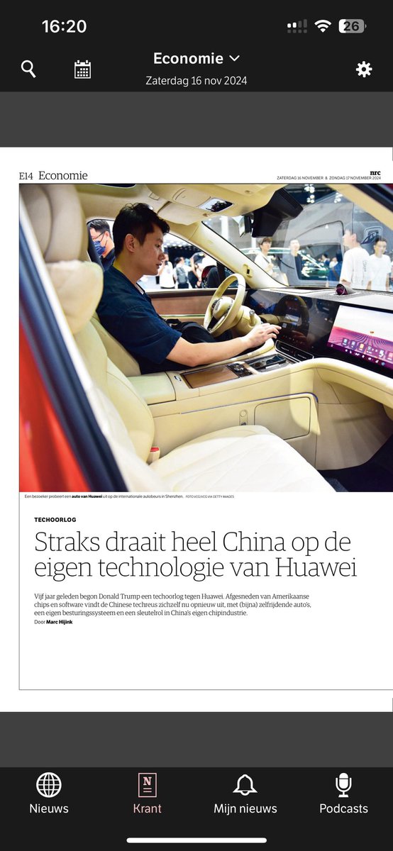 Huge article dedicated to Huawei in the Dutch newspaper NRC this weekend. I talked about it just two weeks ago. We are not ready for the Chinese tech tsunami. It’s as if Vodafone started working on Porsches &amp; Dysons, and few are are watching.

~translation: soon will the whole of