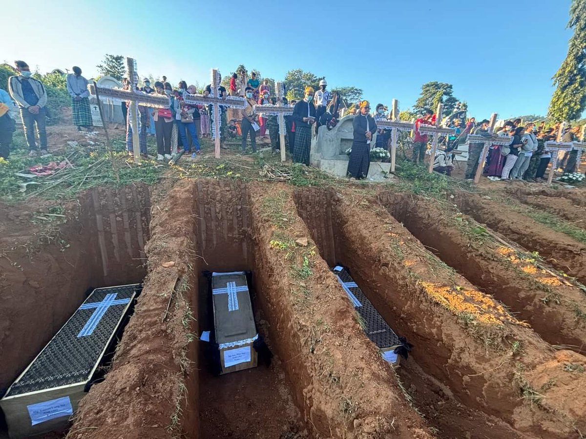 CrphMyanmar's tweet photo. #Myanmar: 7️⃣ children aged from 7 to 13 and 2️⃣ adults were killed by the aerial attacks of military junta on church located in Konelaw village, #Moemount Township on 15 November 2024. 

All are Christian and displaced people due to the ongoing conflict according to @Khithitofficial.