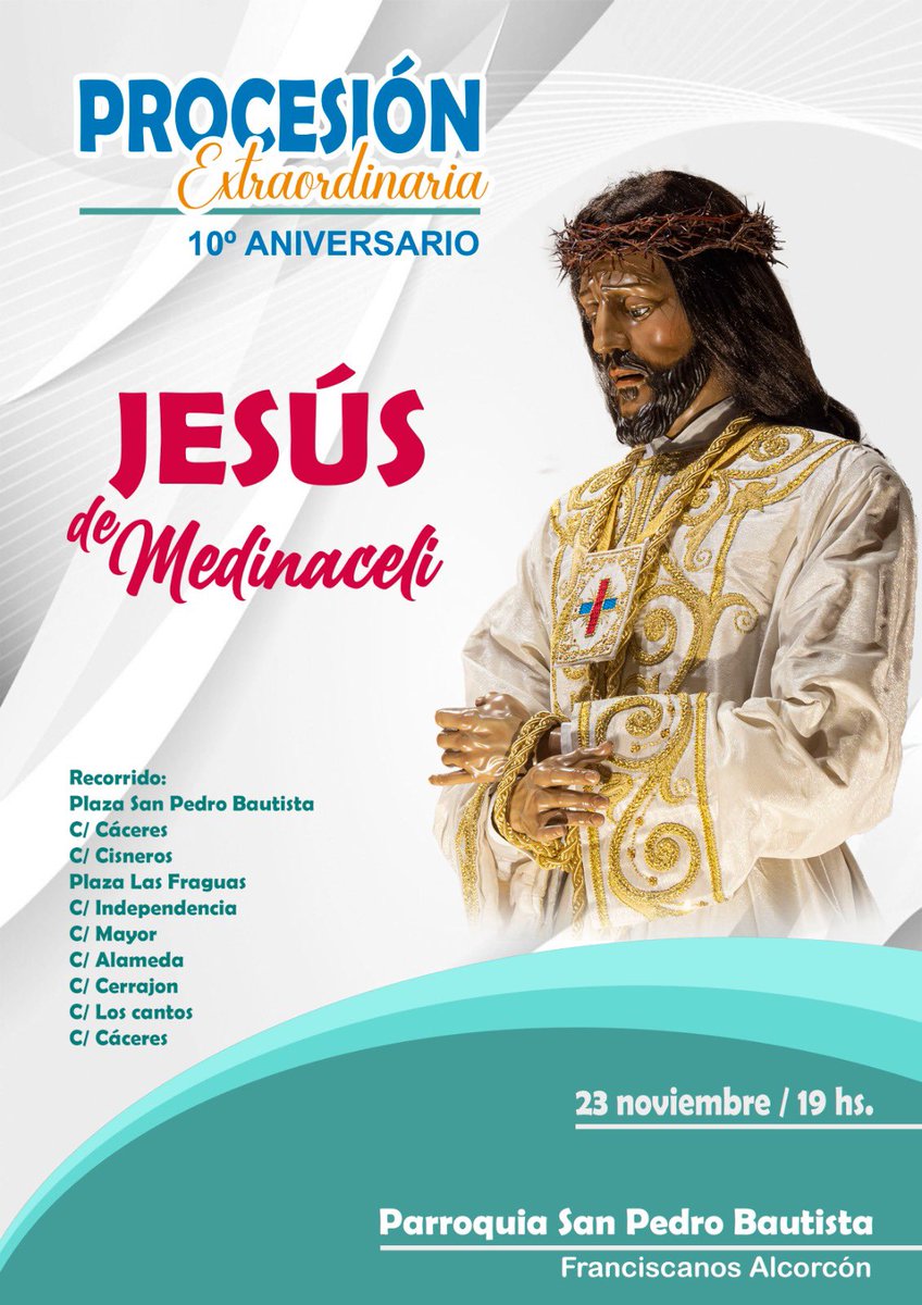 #PazyBien Procesión extraordinaria en #alcorcón con Jesús dé Medinaceli. <a href="/DiocesisGetafe/">Diócesis de Getafe</a> <a href="/ofmfranciscanos/">ofmfranciscanos</a> <a href="/PJAlcorcon/">PJAlcorcón</a> <a href="/alcorconhoy/">alcorconhoy.com</a> <a href="/AytoAlcorcon/">Ayuntamiento de Alcorcón</a> <a href="/PoliciaAlcorcon/">Policía Municipal de Alcorcón</a> <a href="/PCivil_Alcorcon/">Protección Civil de Alcorcón</a>