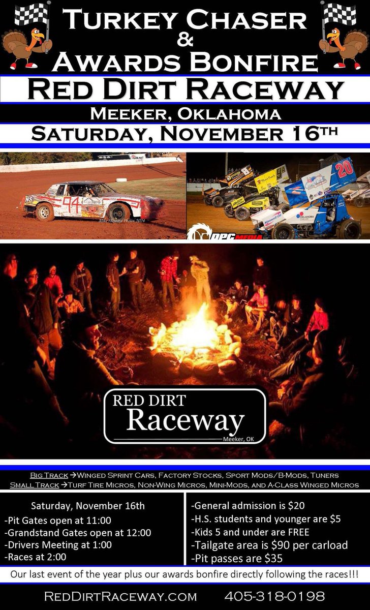 Last show of the year here at <a href="/RedDirtRaceway/">Red Dirt Raceway - Meeker, OK</a> !
