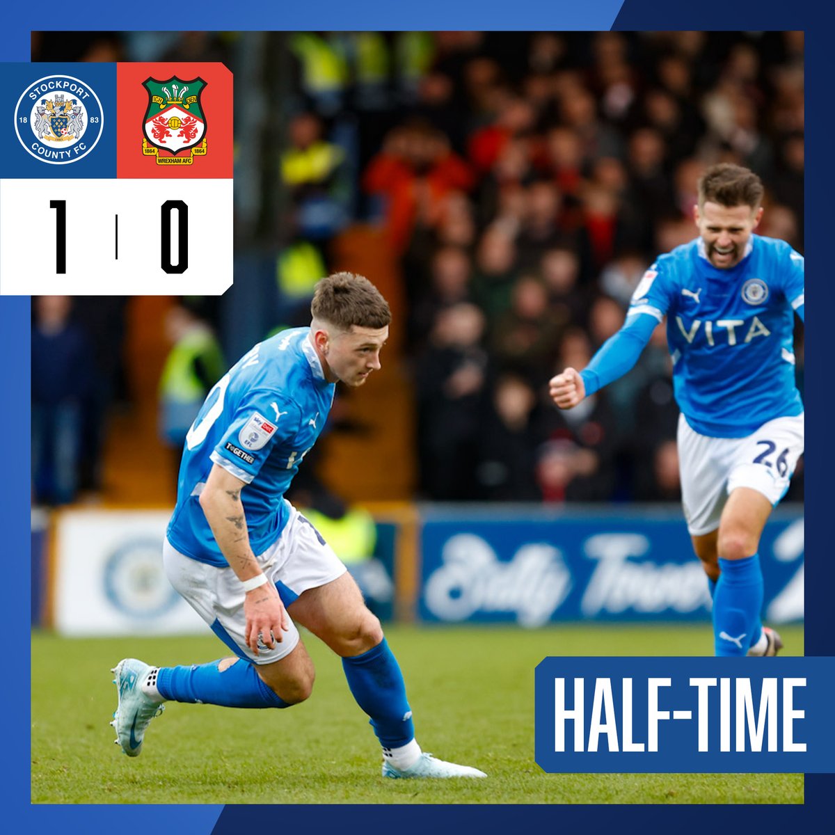 A bit of Louie Barry magic has County in front at the break 🔵⚪️

#StockportCounty