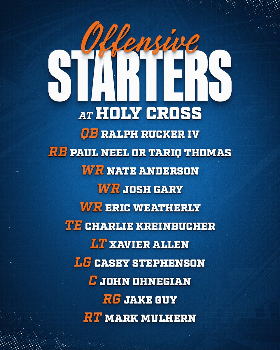 Bucknell_FB's tweet photo. Today's starters at Holy Cross! #rayBucknell #ACT https://t.co/jkHqbDazFh