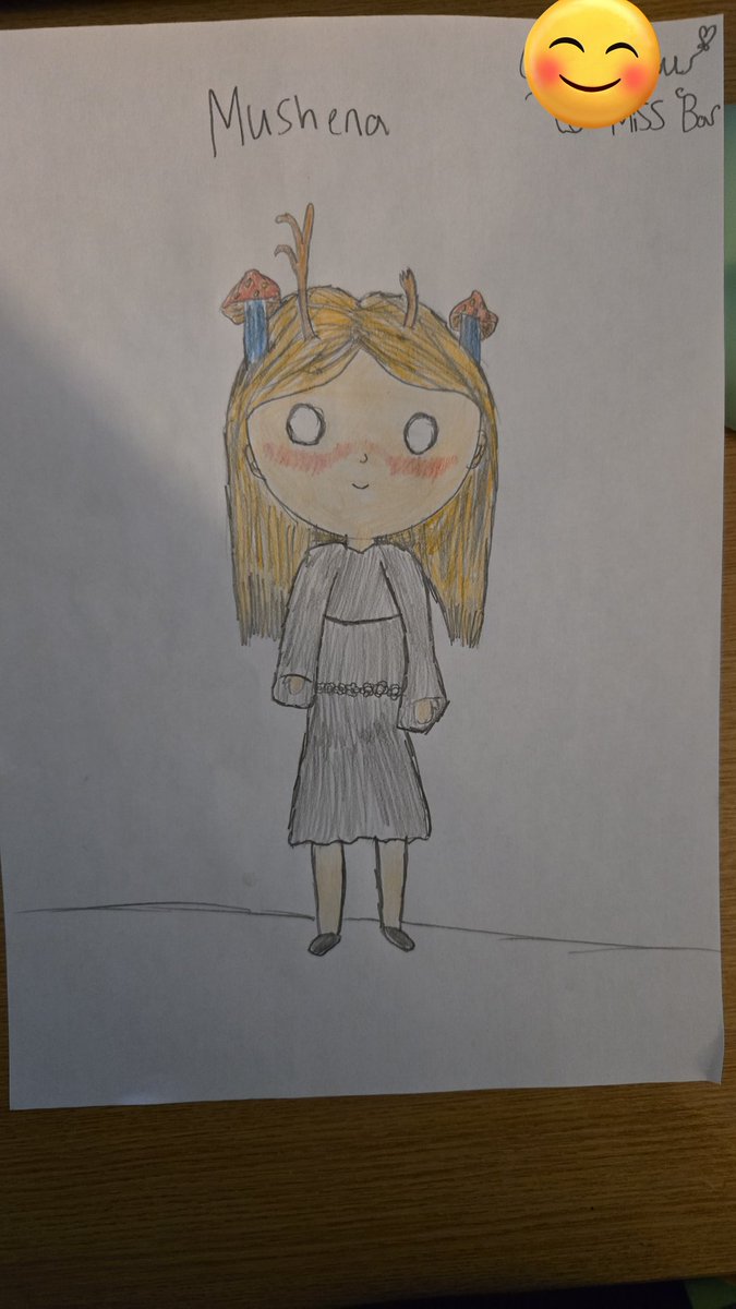 hannb1004's tweet photo. One of my students drew me a lovely picture yesterday, after asking me what I was into. He incorporated mushrooms into the characters hair. What a lovely piece of art! #semh #educators 

@ForestMoor @DRo_SEMH https://t.co/tqM3pvTmQ6