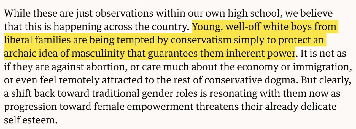 This is literally the opposite of what happened!

Shift vs. 2020 among:
-----------------------
Non-white non-college men: Trump +21  (!)
White non-college men: Trump +9 
Non-white college men: Trump +9  
White college men: Harris +2 (!)

theguardian.com/commentisfree/…