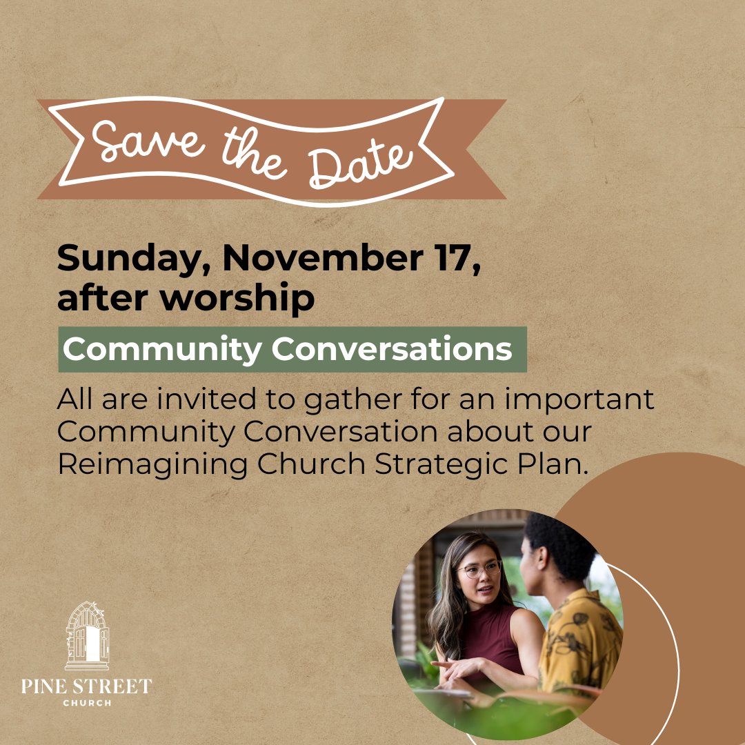 pscboulder's tweet photo. Join us Sun, Nov 17 after worship for an important discussion about PSC's Reimagining Church Strategic Plan.

Your voice matters as we envision our path forward together. All are welcome to participate in this crucial conversation about our church's future direction. https://t.co/bmUyXbNwGs