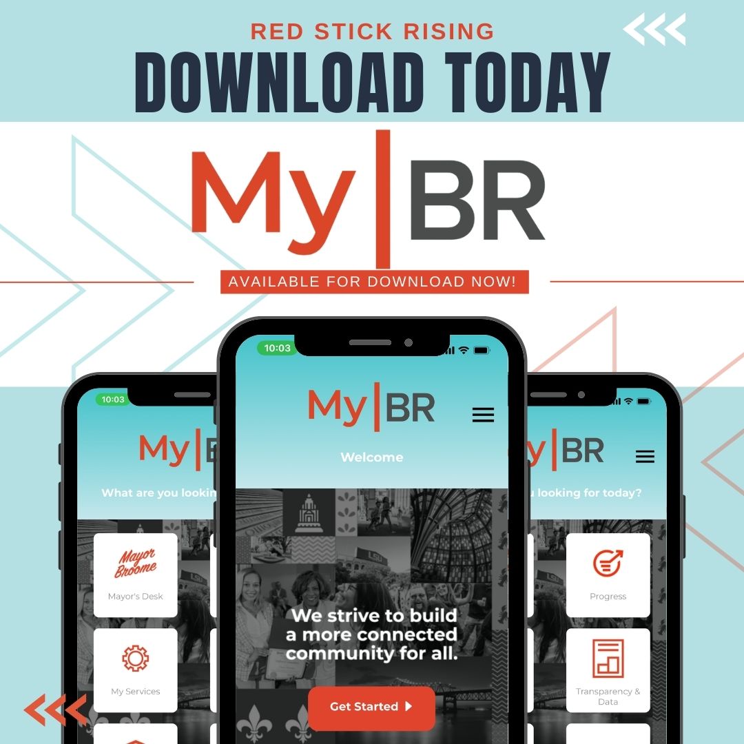MayorBroome's tweet photo. Experience Baton Rouge like never before! With the MyBR app, you can explore local events, report issues, and access important city-parish information effortlessly. Embrace the power of connectivity. Download now! #MyBRApp #RedStickRising https://t.co/qfP5sRmSUb