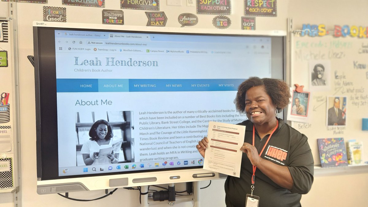Willeena Booker (@willeenab) on Twitter photo GUESS WHO'S VISITING HHSD!
I am so proud to share that after a few years of grant submission to secure a visit, my grant was selected by the A-mazing Hallowell Home and School Association!! <a href="/LeahsMark/">Leah Henderson</a> will be sharing with our HHSD students in 2025! #authors #Students #writers GUESS WHO'S VISITING HHSD!
I am so proud to share that after a few years of grant submission to secure a visit, my grant was selected by the A-mazing Hallowell Home and School Association!! <a href="/LeahsMark/">Leah Henderson</a> will be sharing with our HHSD students in 2025! #authors #Students #writers