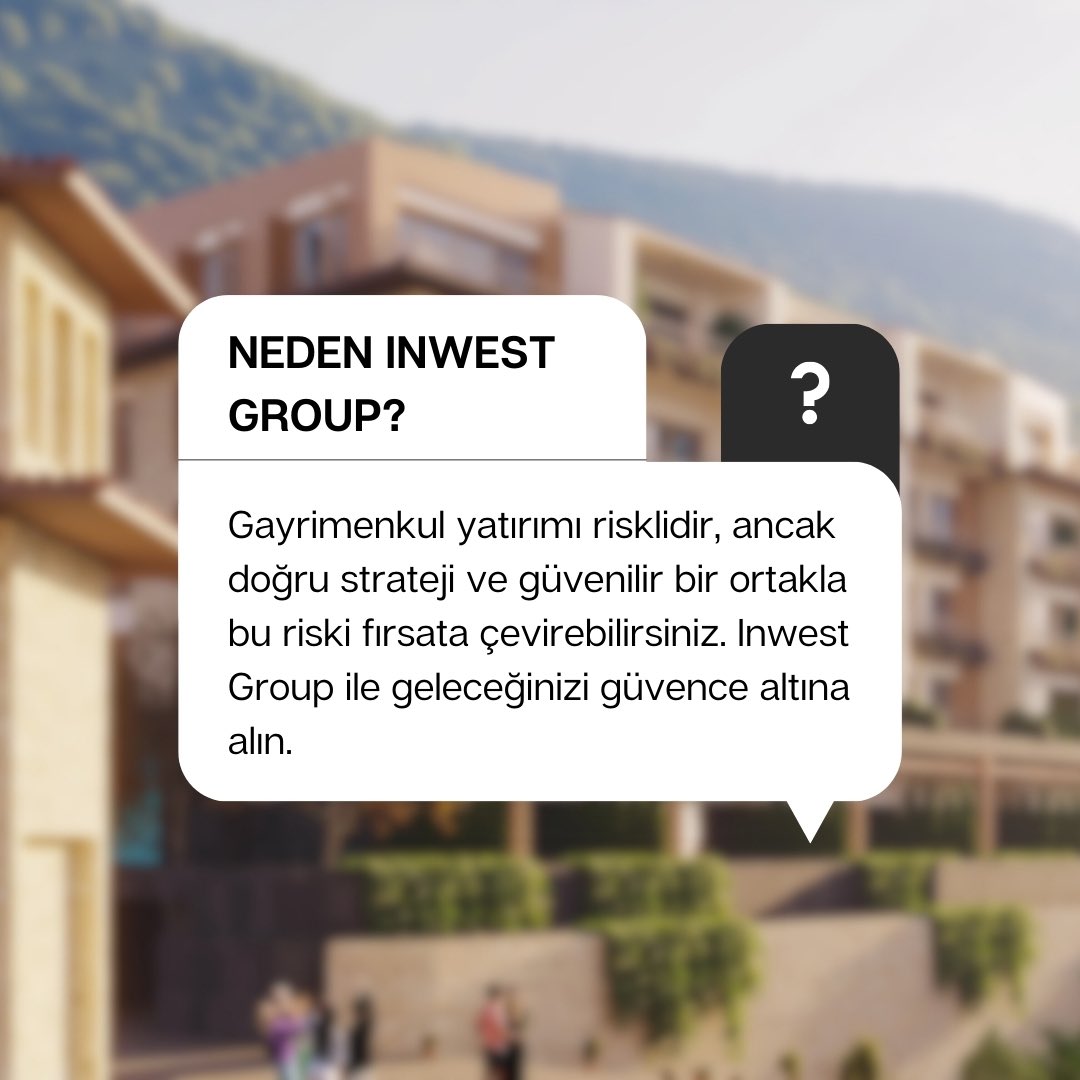 Gayrimenkul yatırımı risklidir, ancak doğru strateji ve güvenilir bir ortakla bu riski fırsata çevirebilirsiniz.
Inwest Group ile geleceğinizi güvence altına alın.

📞444 68 24
#YatırımFırsatları #GeleceğeYatırım #LansmanFırsatları #KonutProjesi #AvantajlıYatırım #İnwestGroup