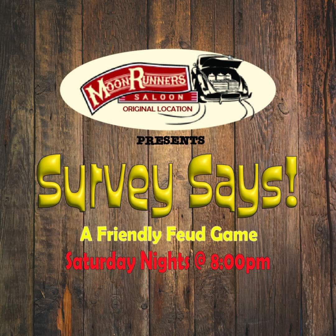 🎉 Ready for some friendly competition? 

Join us at MoonRunners North Garner every Saturday for Survey Says!—our new Feud-style game hosted by Harryoke! 🕺

📅 Saturdays at 8 PM
📍 1506 US-70, Garner, NC

#MoonRunners #GarnerNC #SupportLocal