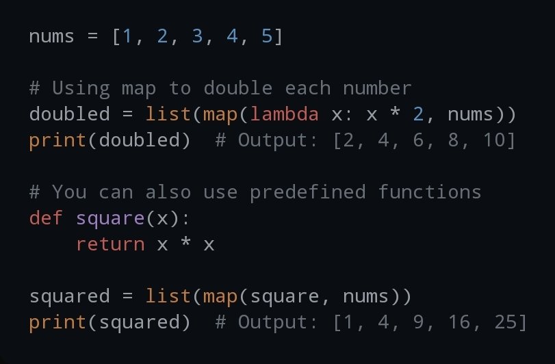 VASU_SHEDALA's tweet image. Day 38/100
Today, I explored the map() function in Python. It allows you to apply a function to every item in an iterable (like a list) in a clean and efficient way.
#Python #MapFunction #100DaysOfCode #learntocode