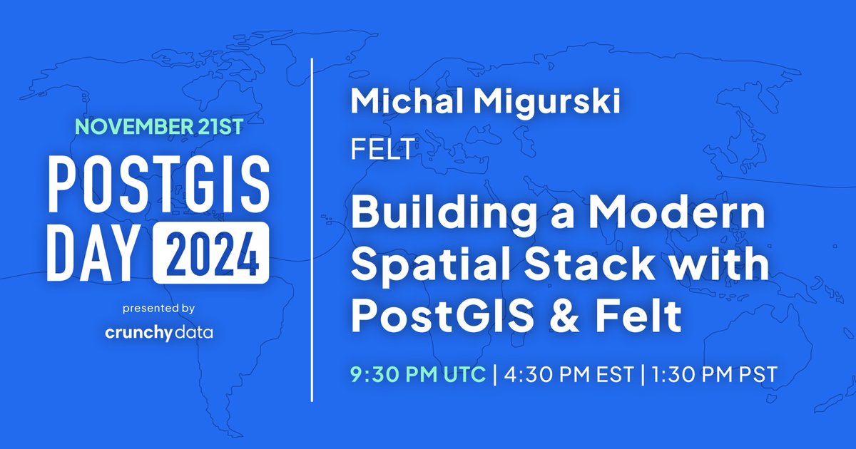 Our friends from <a href="/felt/">Felt</a> will be at PostGIS Day talking about their new mapping integration with PostGIS tools. Join us for this talk and a whole day of open source geospatial use cases and applications. Free, virtual event on Thursday the 21st. crunchydata.com/community/even…