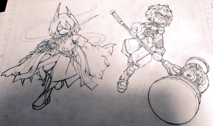 後で塗る西のヒーロー(変身の姿)の下描きやっとできたわね…(後で塗るために描いてたので後で塗るはず) 