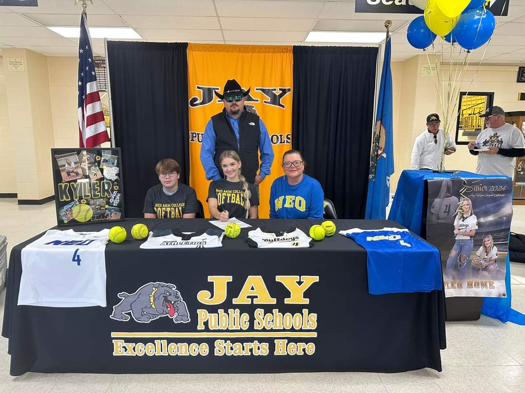 AthleticsJendro's tweet photo. Congratulations, Kyler # 4, on signing your letter of intent to play at the next level. We can't wait to see you play at the next level @NEOSFTBLL.  @kyler_howe  @RustyWincheste1 @BrianJendro https://t.co/FXzHiF4NxE