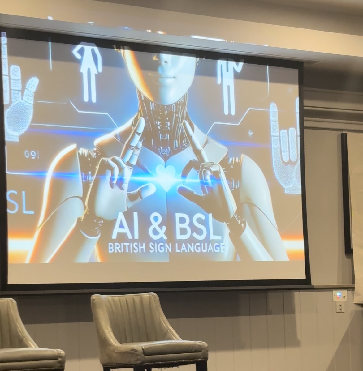 BDA_Deaf's tweet photo. AI BSL - Artificial Intelligence BSL - Mark Wheatley, CEO of Royal Association for Deaf People 

#BSLINOURHANDS
#TAKINGBSLFORWARD
#BSL2032 https://t.co/GP0PsC6DEp