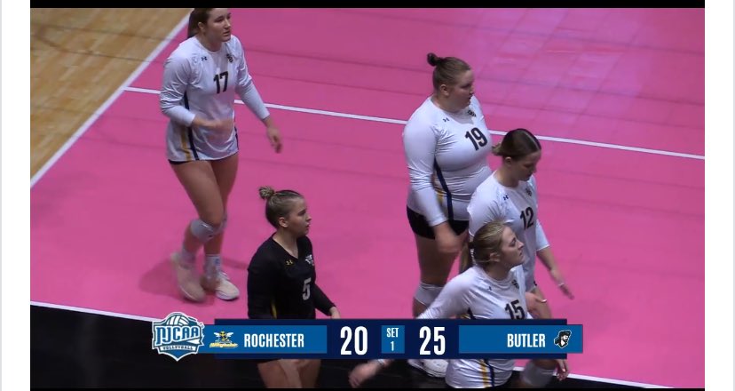 RCTC volleyball drops first set of consolation championship 20-25.