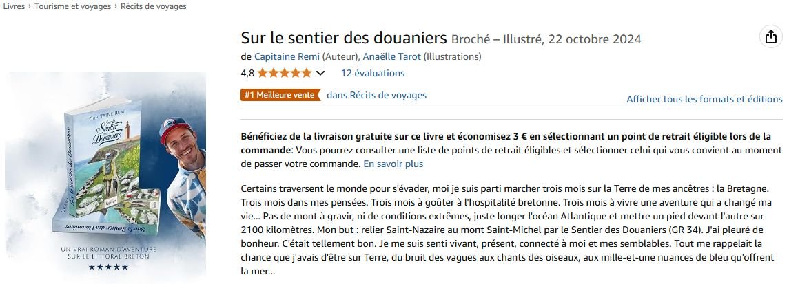 N°1 Meilleure des ventes dans Récits de voyages sur #Amazon 💫
⭐⭐⭐⭐⭐
amzn.to/3ASGwsw

#Bretagne #GR34 #SentierDesDouaniers #BZH #voyages