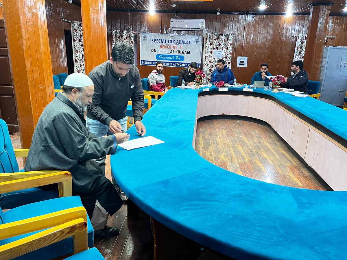 Spl LOK ADALAT Bench organised in collaboration with DLSA Kulgam at Tehsil Office Kulgam; 84 cases settled amicably by the bench. Tehsildar Kulgam presided over the bench.

<a href="/AtharAamirKhan/">Athar Aamir Khan</a> 
<a href="/diprjk/">Information & PR, J&K</a> 
<a href="/DcKulgam/">Deputy Commissioner Kulgam.</a> 
<a href="/DioKulgam/">Information and PR Kulgam</a>