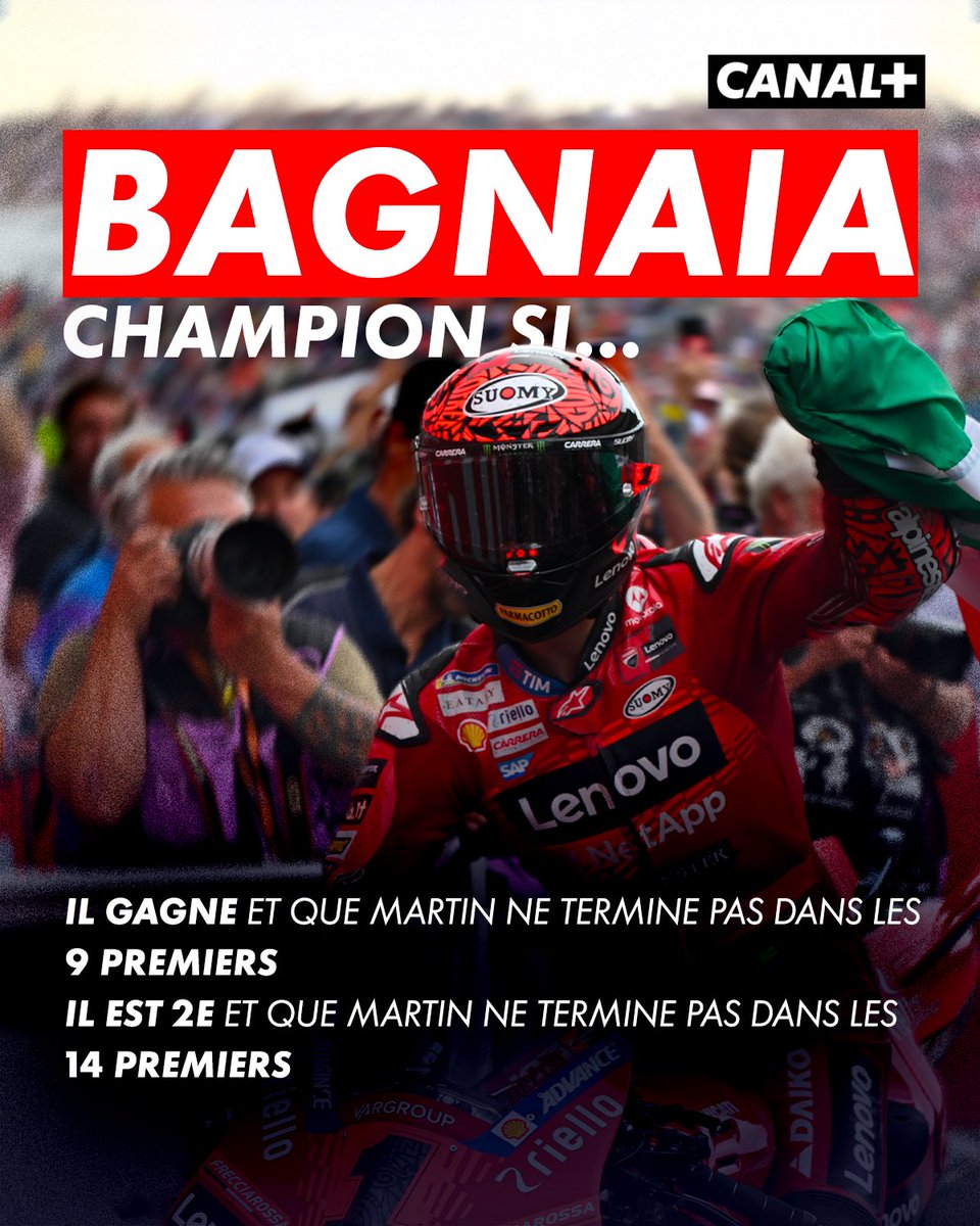 CanalplusMotoGP's tweet photo. Deux prétendants au titre… Une dernière course pour les départager 🫡

Quel scénario vous fait le plus rêver ? ✨ https://t.co/e4ydDhw7J9