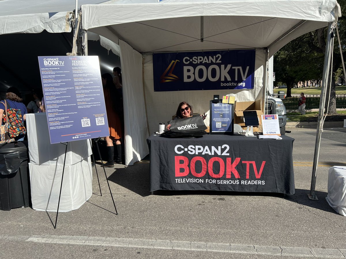 cspanChris's tweet photo. Good morning from @texasbookfest! We are in full swing with 2 days of author coverage live from our @BookTV tent. Stop by for swag &amp; author discussions. https://t.co/KELLQt8T64