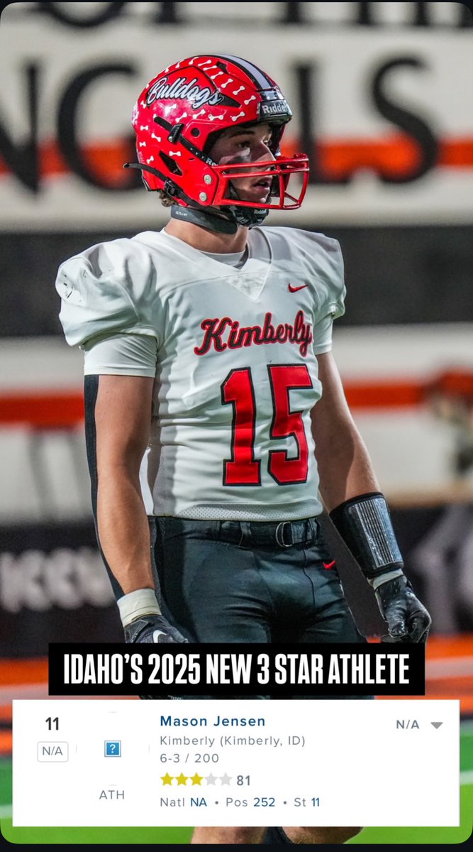 Give him a look Coaches. Never played at 100% this season because of a hamstring injury, but toughed out every game and was still productive. One of the most explosive athletes in the state when healthy at 220 lbs.
<a href="/JensenMason15/">Mason Jensen 3⭐️</a>