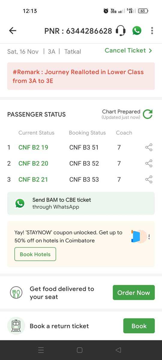 narasingh_rao's tweet photo. @AshwiniVaishnaw @railcomplaint @RailMinIndia @RailwaySeva I booked 3AC tatkal on train no 22644 for today's journey. But the bogies were 3economy. Howcome 3AC downgraded to 3E. Is not it cheating. Price  paid for 3AC but bogies are of 3E very congested https://t.co/yCLkj1A87n
