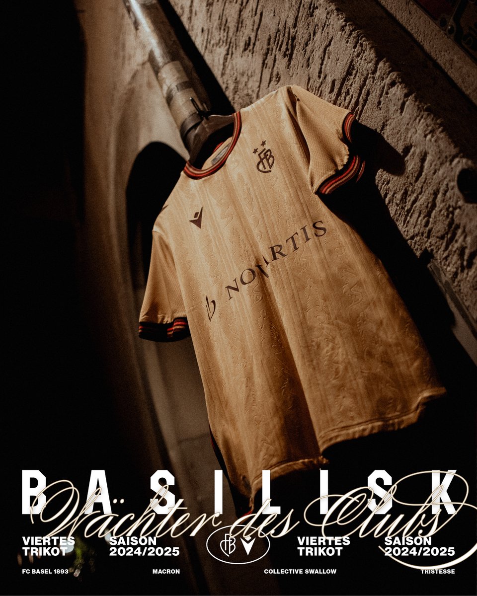FCBasel1893's tweet photo. 𝐃𝐀𝐒 𝐈𝐒𝐂𝐇 𝐔𝐍𝐒𝐄𝐑 𝐕𝐈𝐄𝐑𝐓𝐒 𝐓𝐑𝐈𝐊𝐎𝐓 ✨👕

🐉 Lueg in Himmel zur rächte Zyt, schliich durch d‘Gasse s‘isch bald sowyt.
Dr Basilisk versteggt sini Eier hütt Nacht in dr Stadt und lanciert so für uns alli e 𝗦𝗰𝗵𝗻𝗶𝘁𝘇𝗲𝗹𝗷𝗮𝗴𝗱. 
Drei Ort mit je vier Eier wärdes sy, find e Ei und s‘Vermächtnis ghört dy.

🐉 Schau zur richtigen Zeit in den Himmel und gehe durch die Gassen, da es bald so weit sein wird. Der Basilisk versteckt seine Eier über Nacht in der Stadt und so beginnt für uns alle die 𝗦𝗰𝗵𝗻𝗶𝘁𝘇𝗲𝗹𝗷𝗮𝗴𝗱. An drei unterschiedlichen Orten werden jeweils vier Eier versteckt sein. Wer eines findet kann das Vermächtnis behalten.

Alle Infos zur Schnitzeljagd & zum neuen Trikot 👉 https://t.co/y4AdvvbIPj

#FCBasel1893 #AlliZämme #BrennefürdrFCB #rotblaulive 

@macron @macronfootball @baseltourism