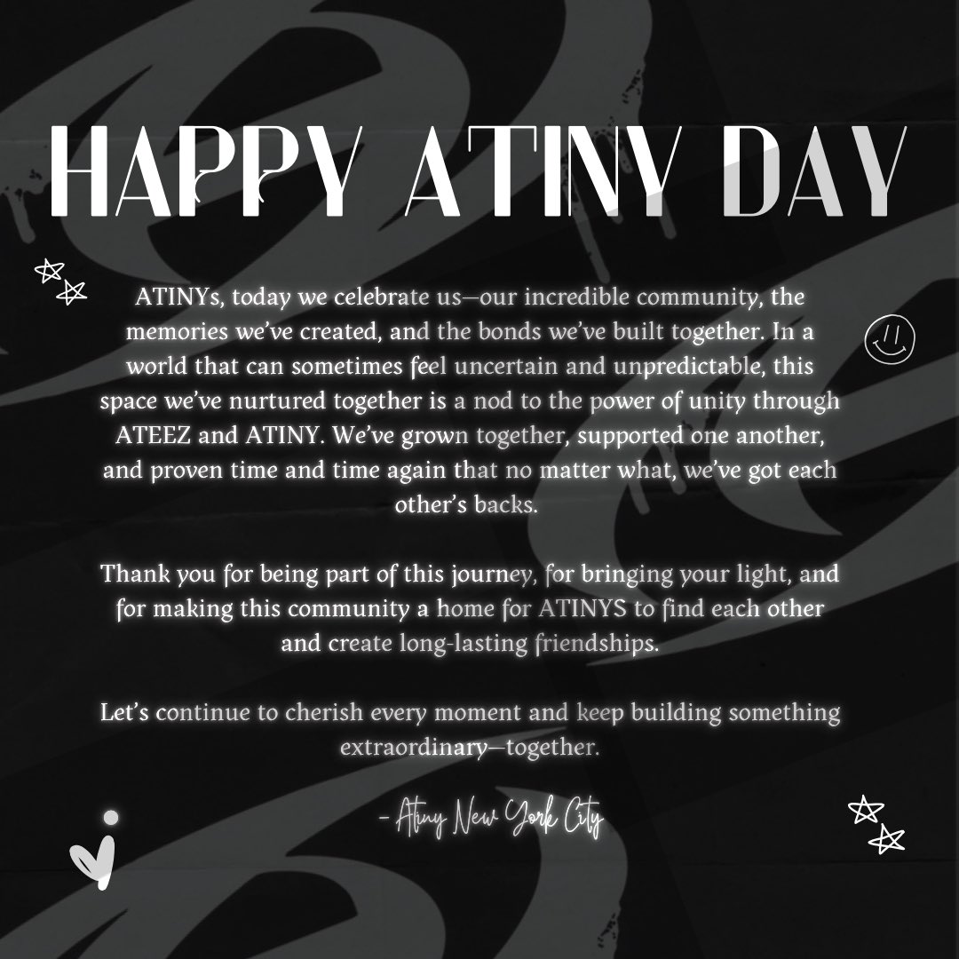 ATINY_NYC's tweet photo. Thank you for being part of this journey, for bringing your light, and for making this community a home for ATINYS to find each other and create long-lasting friendships! 

#ATINYDAY #ATEEZ #에이티즈 #6Paths_to_ATINY @ATEEZofficial https://t.co/Vkl5TVD1xN