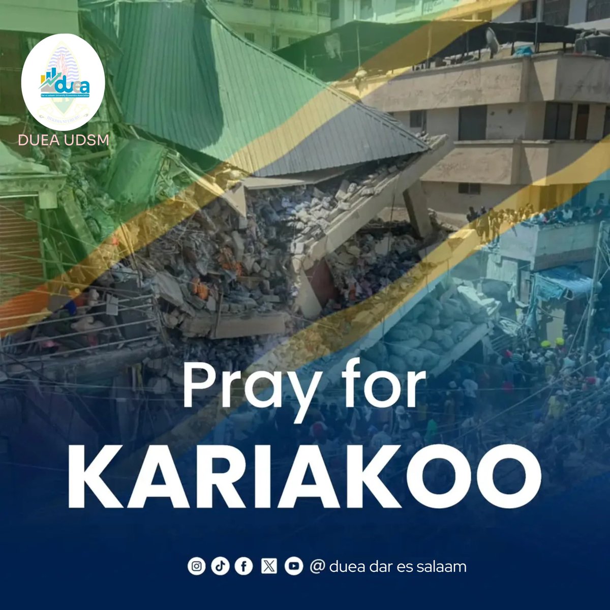 🕊️ The Dar es Salaam University Economics Association (DUEA) joins the nation in mourning the tragic building collapse in Kariakoo. 💔 Our thoughts and prayers go out to the victims, their families, and all affected. 🙏 May we find strength in unity as we support each other.