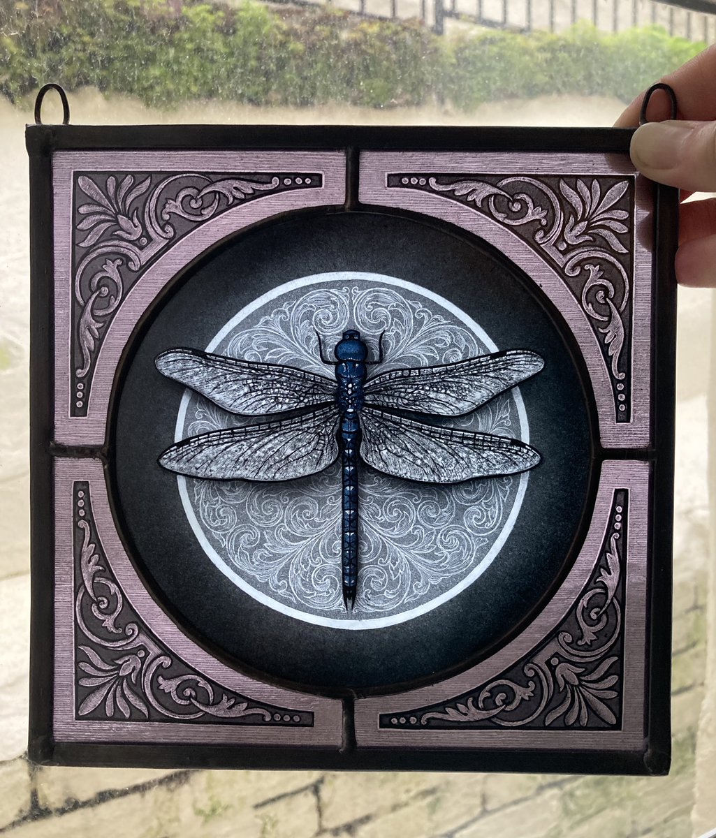 LornaSharkey1's tweet photo. New Stained Glass Panel Hand Painted with a Dragonfly 💙😁 #stainedglass #etsy #ebay #dragonfly #decorativeglass #stainedglasspainting #glassart #suncatcher #light #ornamental #windowdecoration https://t.co/a6qOltiS4i
